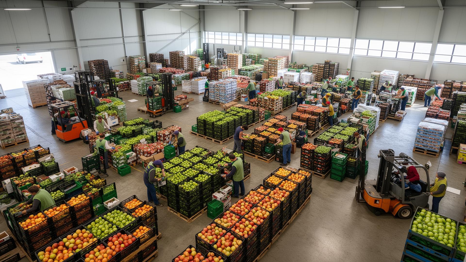 Operação real de distribuição de hortifruti